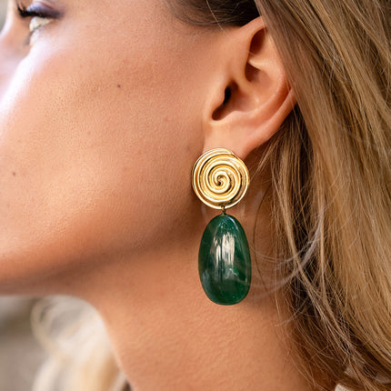 Boucles pendantes Lamya - pièce escargot et acétate coloré