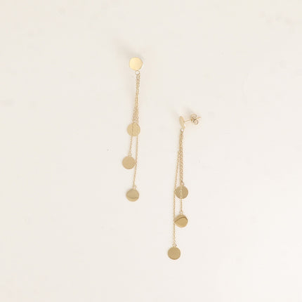Drop earrings - chains and round discs