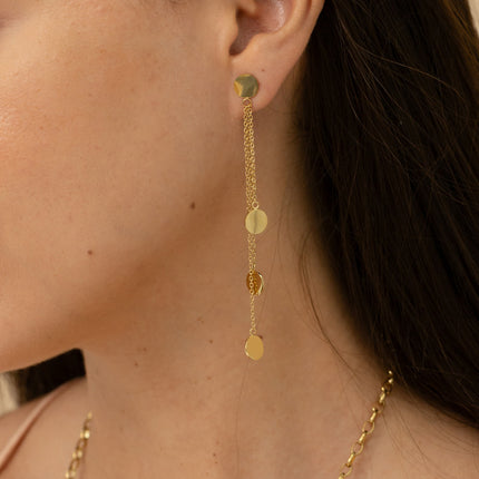 Drop earrings - chains and round discs
