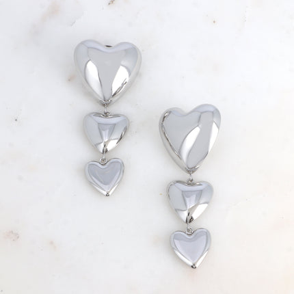 Boucles pendantes - 3 coeurs