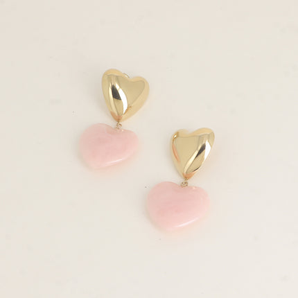 Boucles pendantes - 2 coeurs avec résine