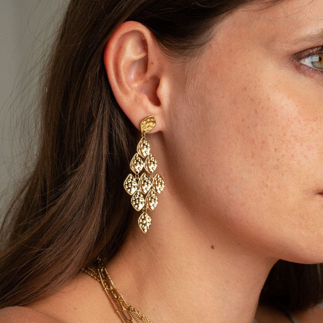 Bela drop earrings - hammered petals