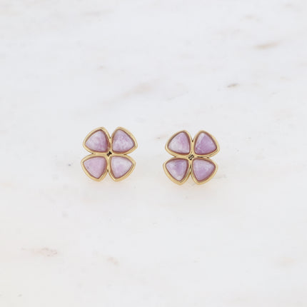 Stud earrings - natural stone clover