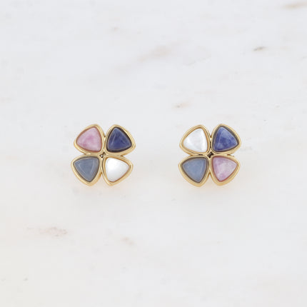 Stud earrings - natural stone clover