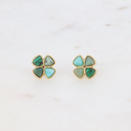 Stud earrings - natural stone clover