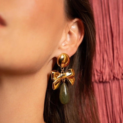 Aaliyah drop earrings - bow tie, acetate teardrop