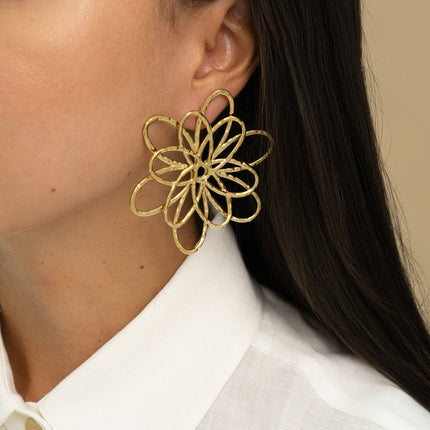 Boucles puces - grande pièce fleurie ajourée 68mm