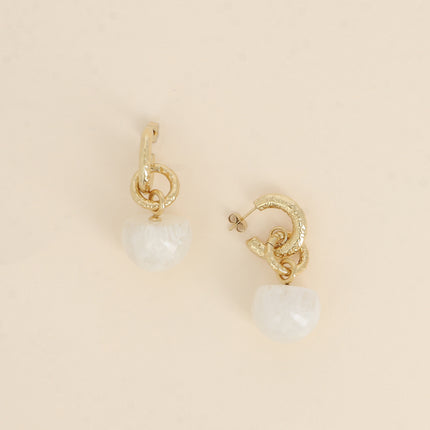 Boucles pendantes Perrine - anneaux martelés et acétate