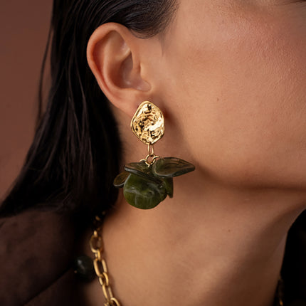 Boucles pendantes Ava- pièces style pétales en acétate