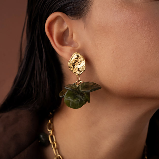 Boucles pendantes Ava- pièces style pétales en acétate