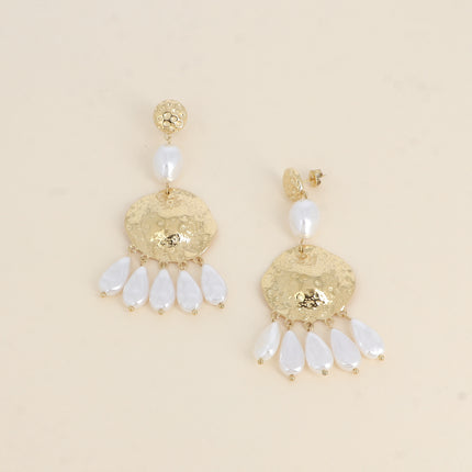 Olyna drop earrings - textured pieces and acetate beads