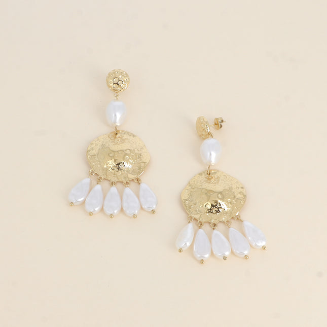 Boucles pendantes Olyna - pièces texturées et perles en acétate