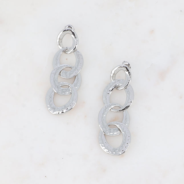 Boucles pendantes - 4 anneaux avec petits points gravés