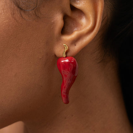 Boucles puces - piment en émail