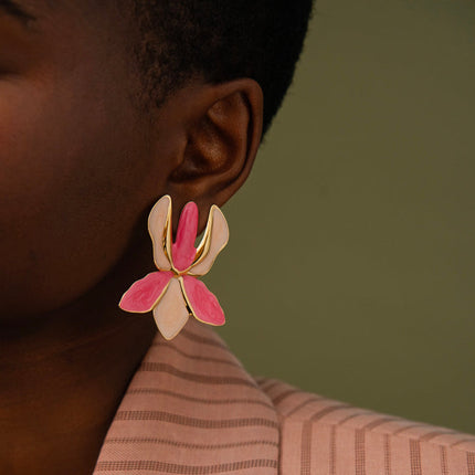 Sélia stud earrings - enameled flower
