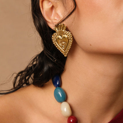 Boucles puces Astrélys - coeur royal, oeil gravé