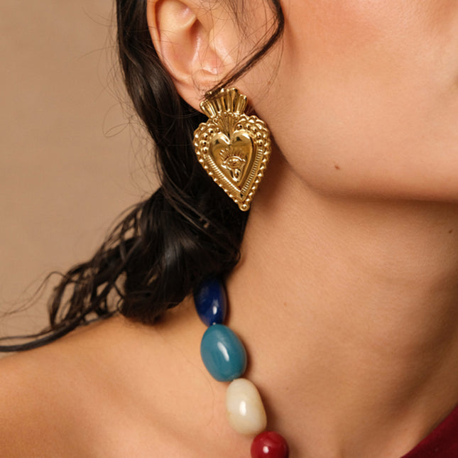 Boucles puces Astrélys - coeur royal, oeil gravé