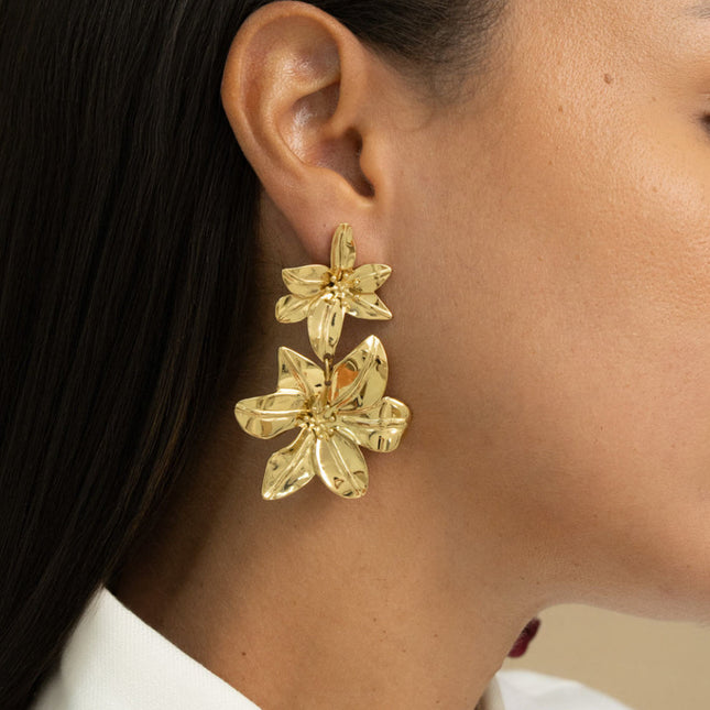 Drop earrings - 2 flowers
