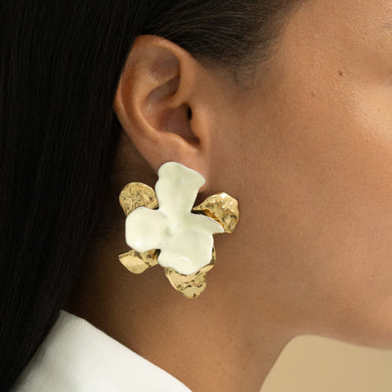 Boucles puces - fleur et émail