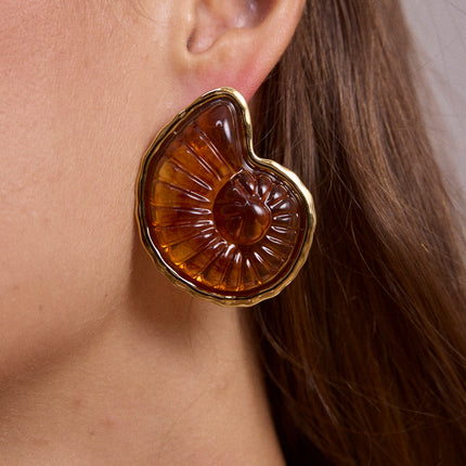 Stud earrings - resin shell on a steel piece