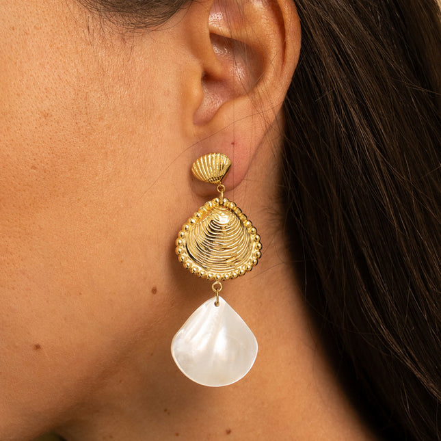 Boucles pendantes - 3 pièces coquillages et nacre