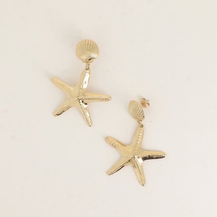 Boucles pendantes - coquillage et étoile de mer