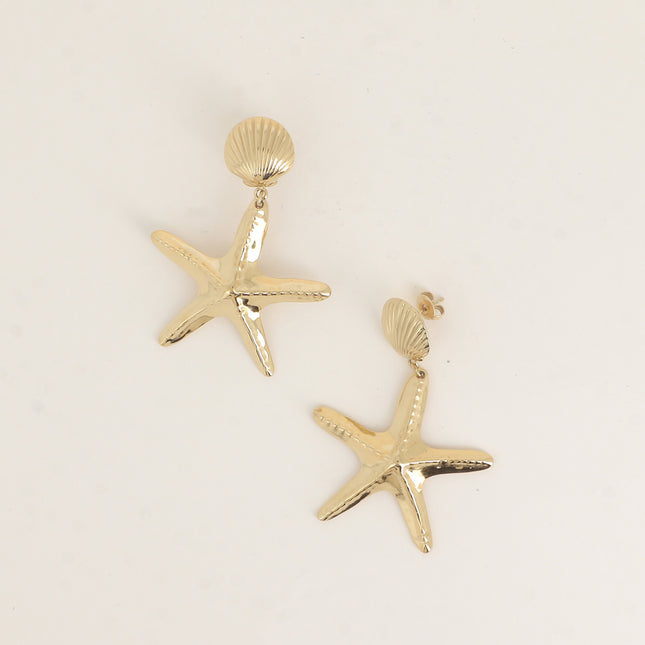 Boucles pendantes - coquillage et étoile de mer