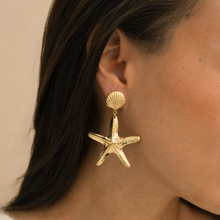 Boucles pendantes - coquillage et étoile de mer