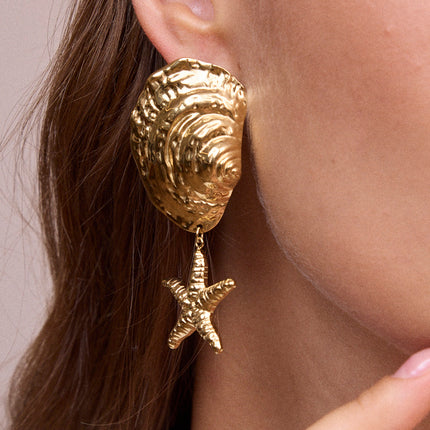 Dangle earrings - 2 pieces (shell, starfish)