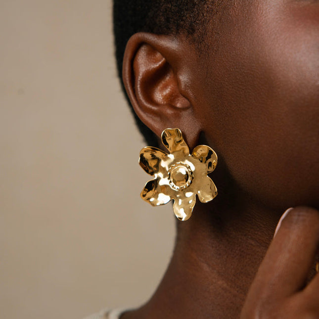 Boucles puces Bloom - motif floral à 4 pétales