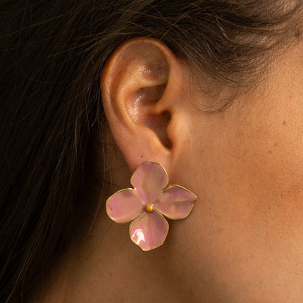 Stud earrings - 4-petal enamel