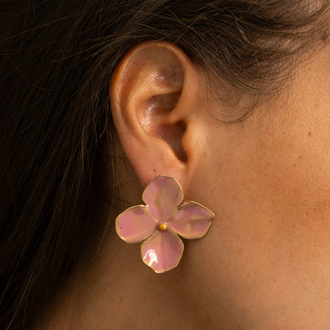 Stud earrings - 4-petal enamel