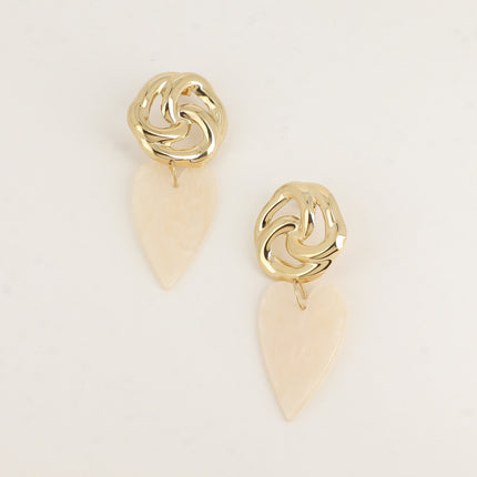 Boucles pendantes - 2 pièces en résine, noeud et coeur 30 x 70 mm