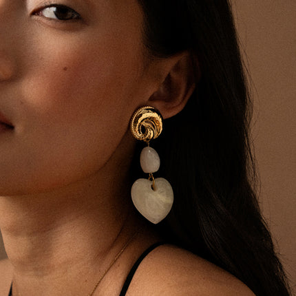 Noriah Dangle Earrings - Resin Knot, Ball, and Heart