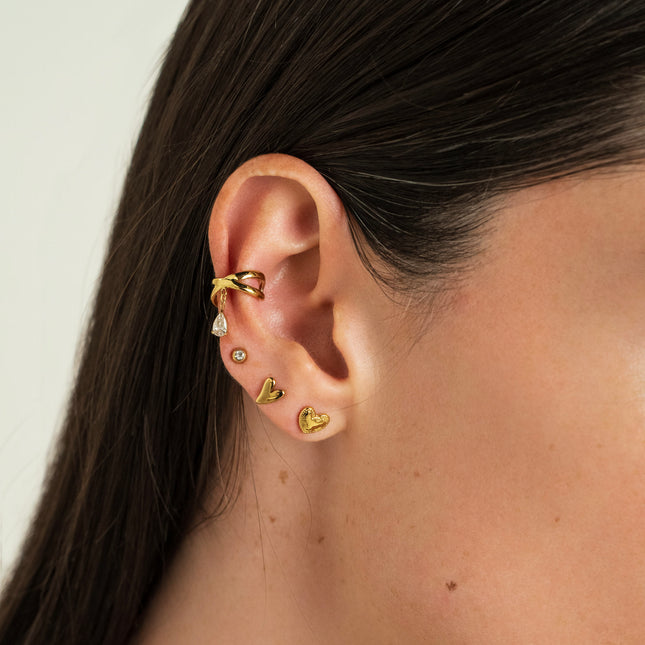 Stud earrings - small heart 7mm