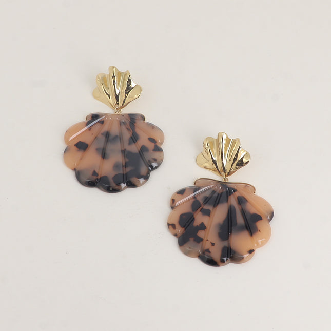 Boucles pendantes - 2 pièces coquillages et résine