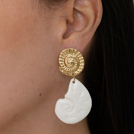 Dangle earrings - two shells, one of which is resin