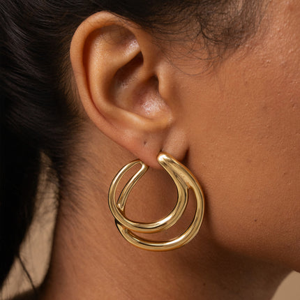 Stud earrings - 2 curved lines