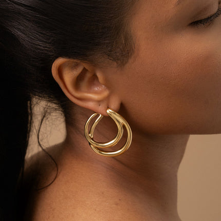 Stud earrings - 2 curved lines