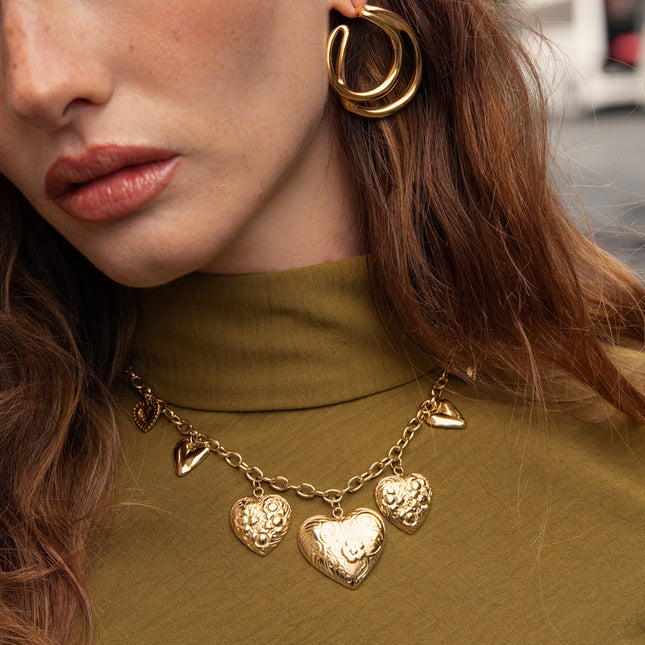 Collier Amélys - breloques coeurs