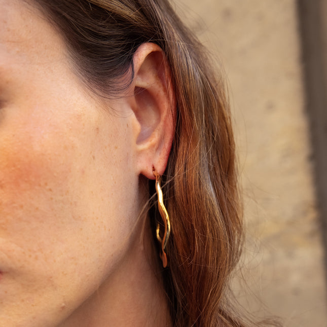Voléa Hoop Earrings - 5cm hammered hoop