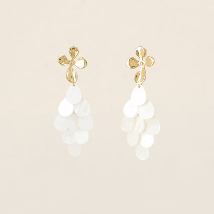 Boucles pendantes - feuillage et pétales en résine