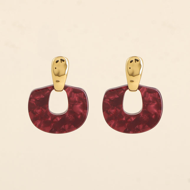 Boucles pendantes - barre martelée et pièce en résine