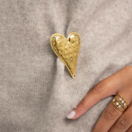 Broche - motif coeur texturé 39 x 58 mm