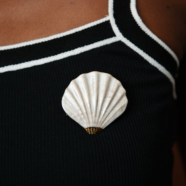 Brooch - shell and enamel