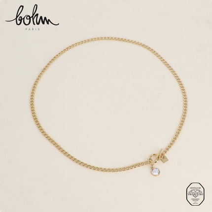 Necklace - curb chain, cabochon clasp and PP30 crystal