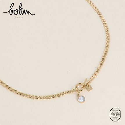 Necklace - curb chain, cabochon clasp and PP30 crystal