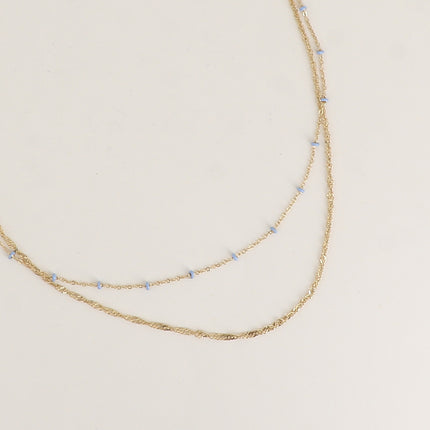 Collier Frédérique - 2 rangs, perles émaillée et maille torsadée