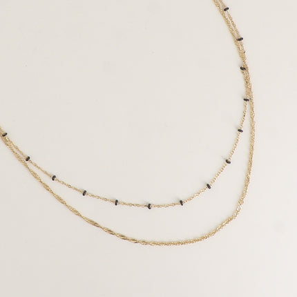 Collier Frédérique - 2 rangs, perles émaillée et maille torsadée