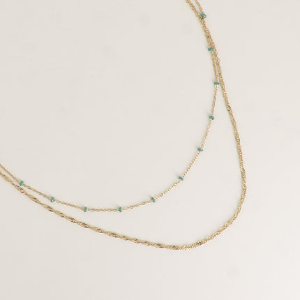 Collier Frédérique - 2 rangs, perles émaillée et maille torsadée